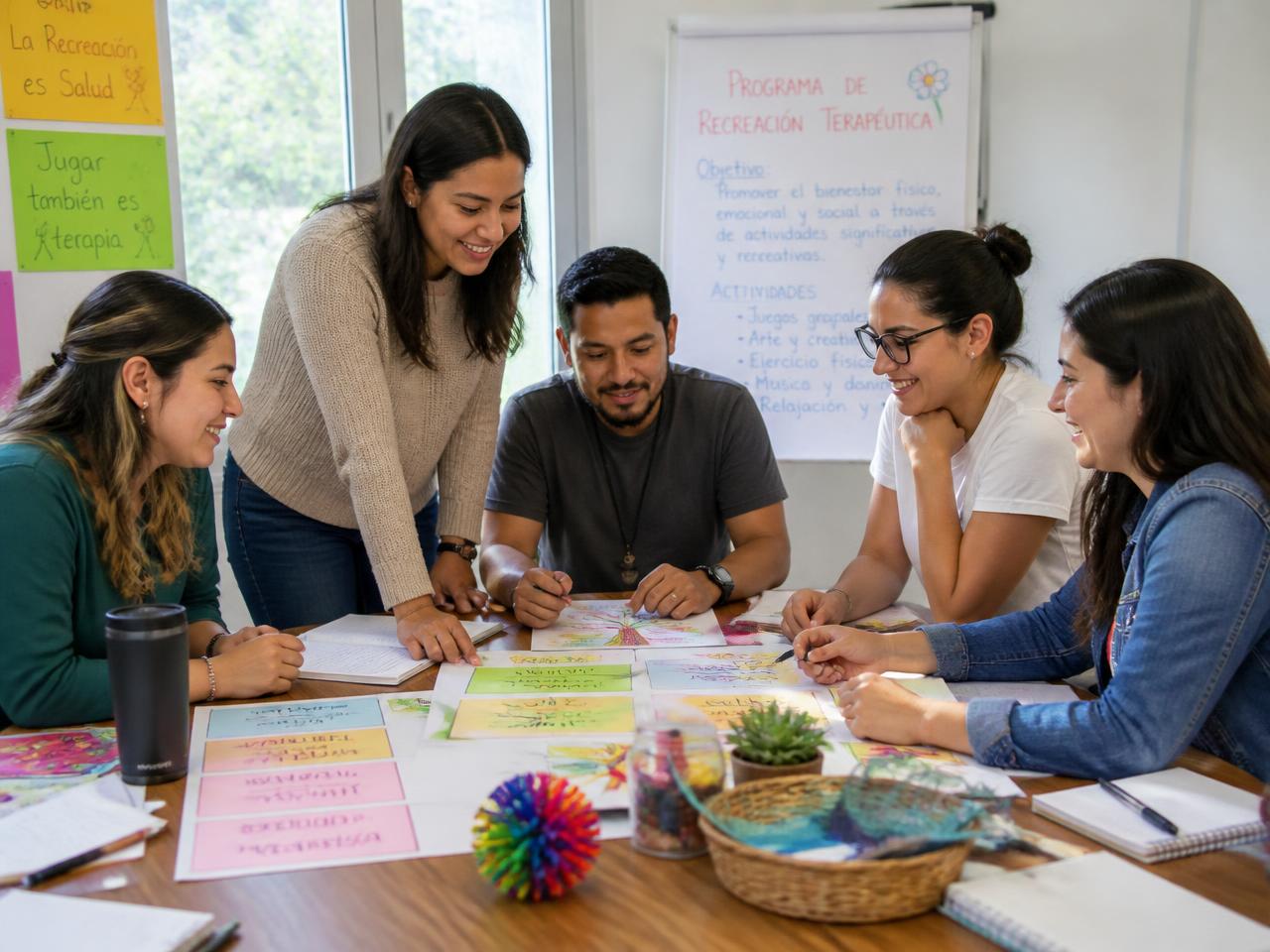 Equipo multidisciplinario de Promotora Mexicana de Recreación Aplicada diseñando un programa de recreación terapéutica